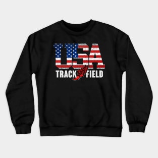 Vintage USA Track And Field Running Athletics American Flag Crewneck Sweatshirt